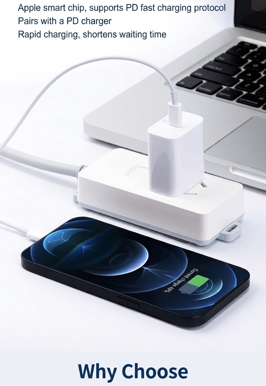 PD snellaadkabel USB-C naar Lightning, slimme chip MFi-gecertificeerde kabel voor iPhone 14/13/12