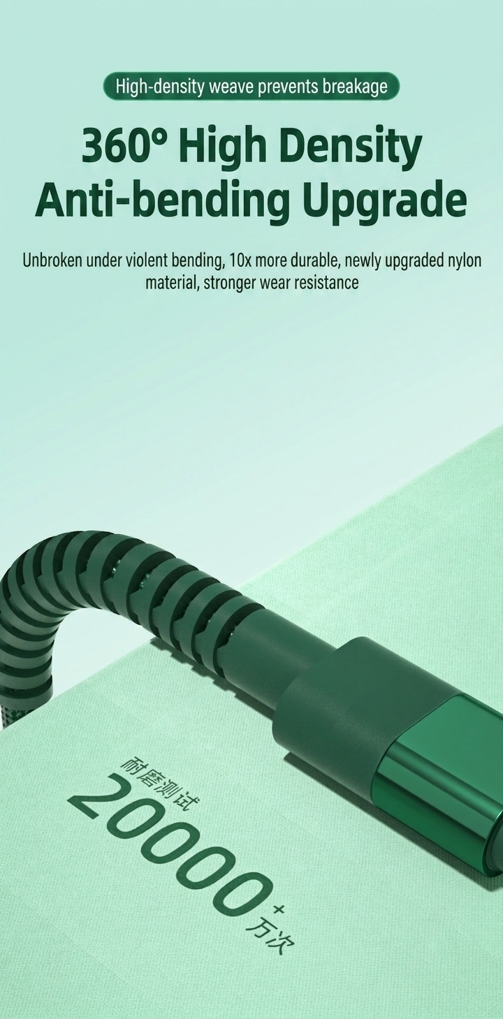 2.4A Durable Nylon Braided USB Data Cable, Fast Charging Sync Cord for Universal Devices