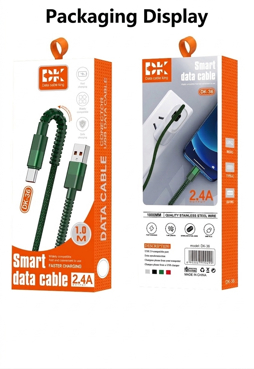 2.4A Durable Nylon Braided USB Data Cable, Fast Charging Sync Cord for Universal Devices