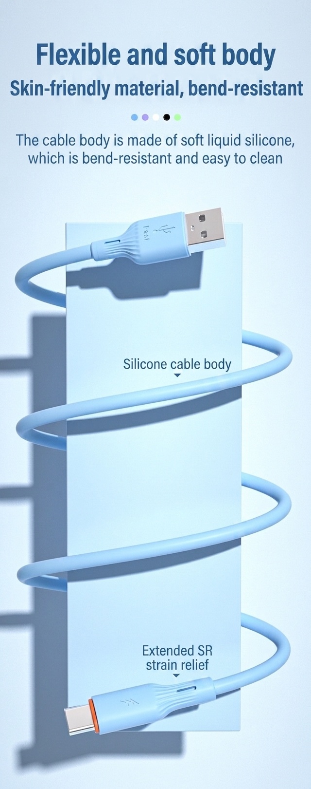 66W Liquid Silicone Super Fast Charging Cable, Low-Temp Safe Charger Cord for Smartphones