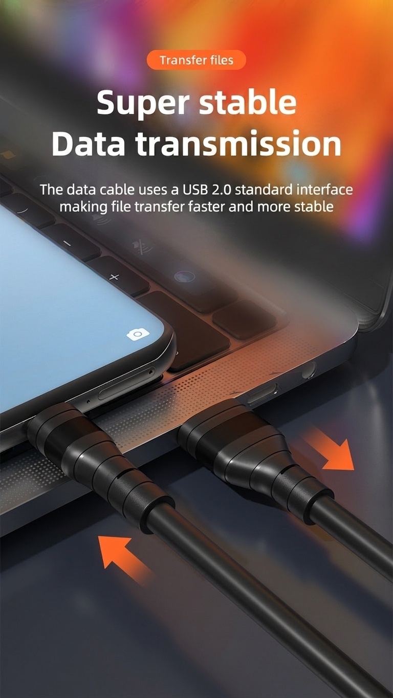 66W 5A Fast Charging USB Cable, Durable Cord with Reinforced TPE Joints for Extended Lifespan