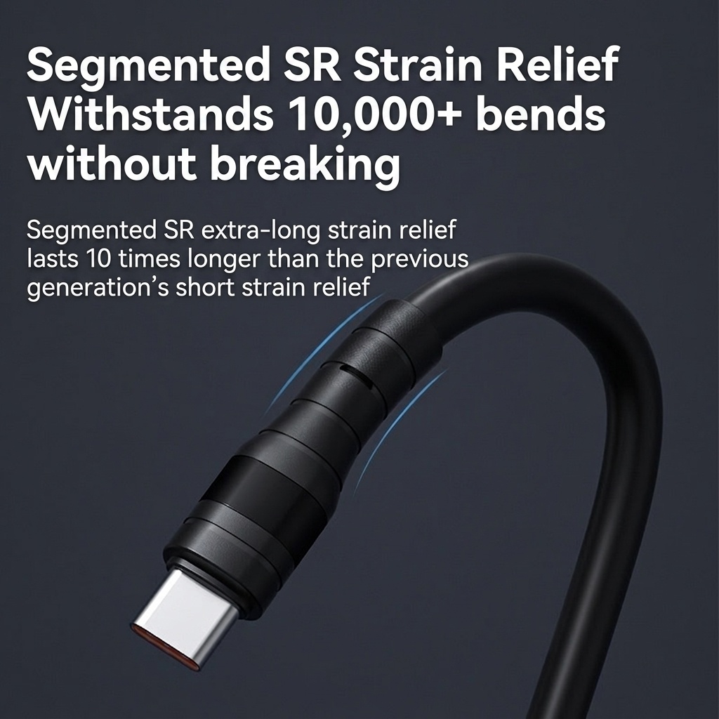 66W 5A Fast Charging USB Cable, Durable Cord with Reinforced TPE Joints for Extended Lifespan