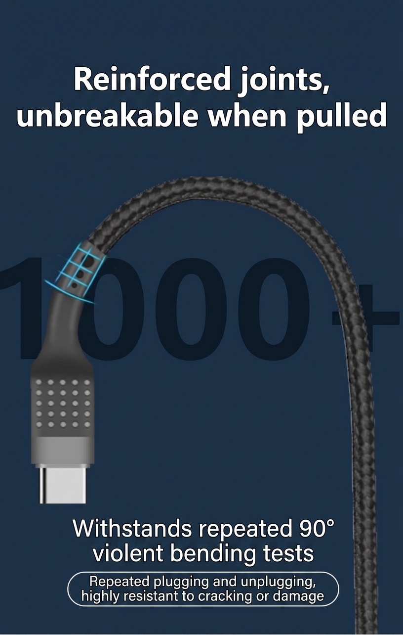 66W Durable Nylon Braided USB Data Cable, Fast Charging Sync Cord for Universal Phones