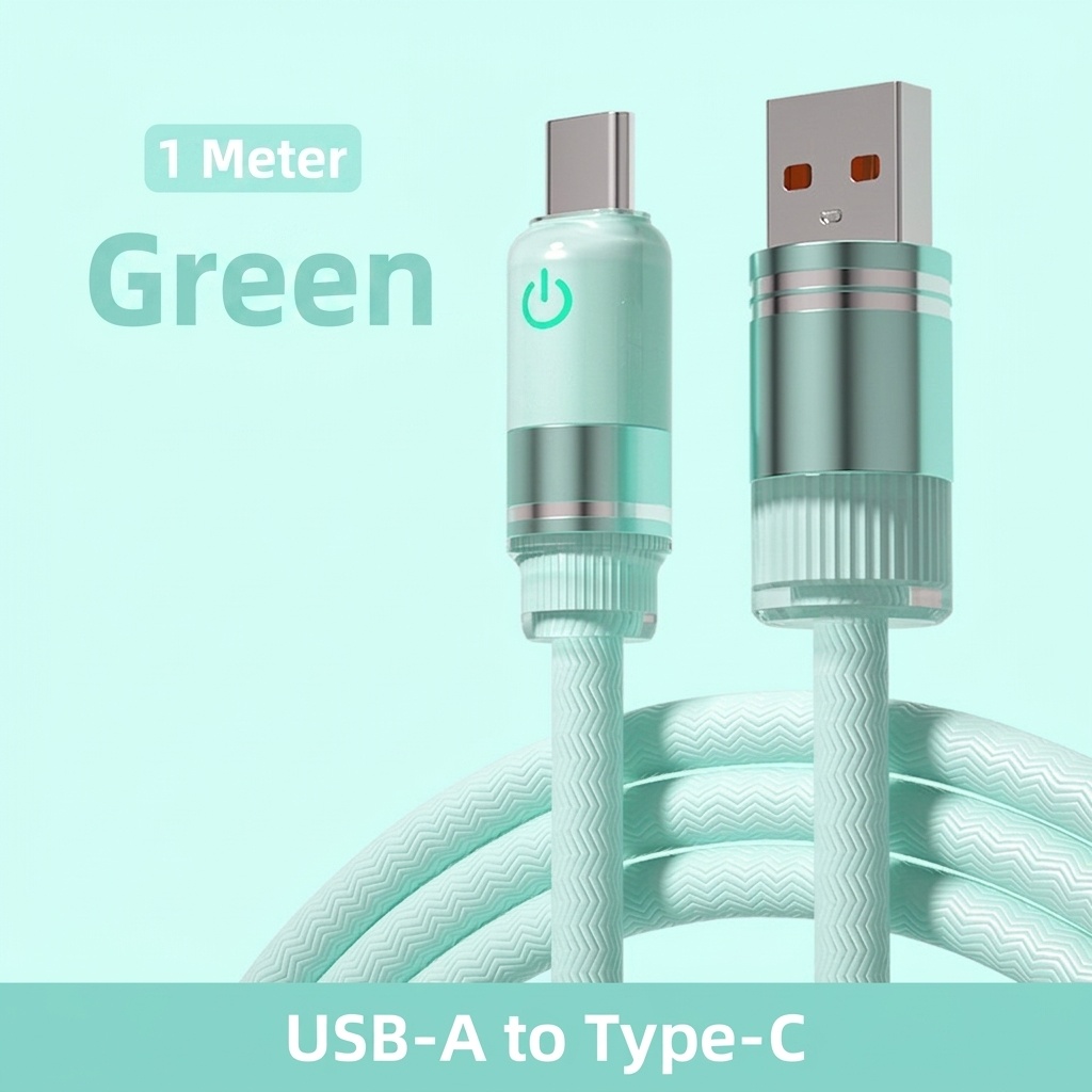 66W USB-A to Type-C Fast Charge Cable with LED Indicator Light for Easy Night Charging
