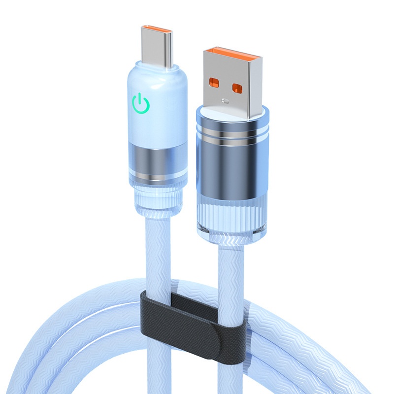 66W USB-A to Type-C Fast Charge Cable with LED Indicator Light for Easy Night Charging