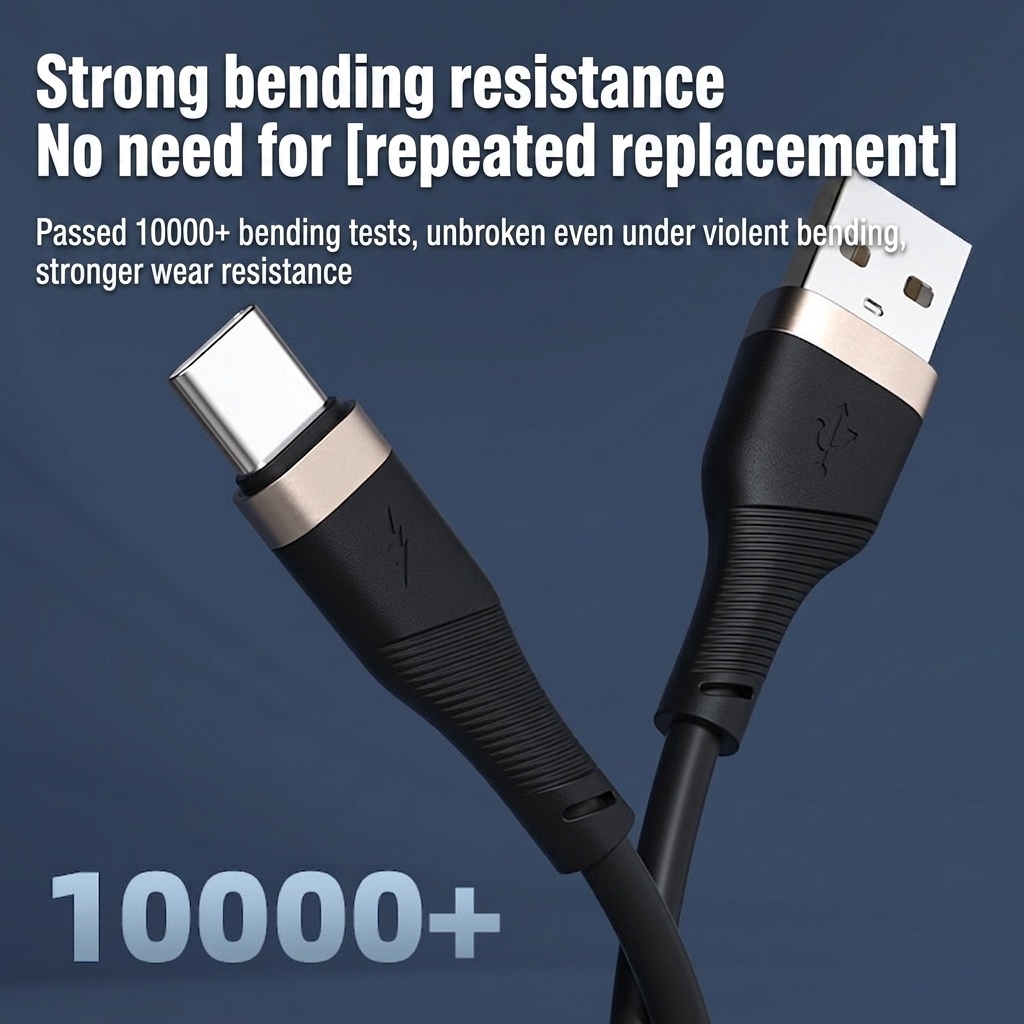 66W High-Speed USB-C Fast Charging Cable, Durable TPE Material Cord for Android Devices