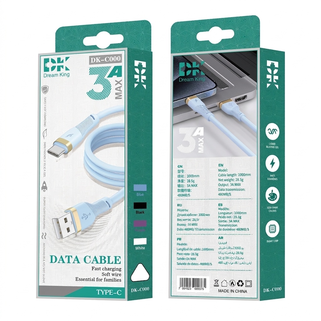 66W High-Speed USB-C Fast Charging Cable, Durable TPE Material Cord for Android Devices