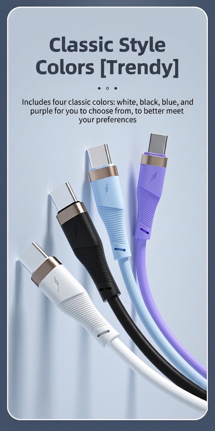 66W High-Speed USB-C Fast Charging Cable, Durable TPE Material Cord for Android Devices