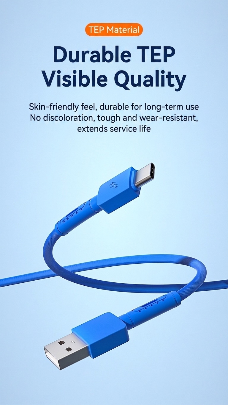 Cavo universale da 66 W per ricarica rapida, dati e sincronizzazione, cavo USB in TPE resistente per più dispositivi