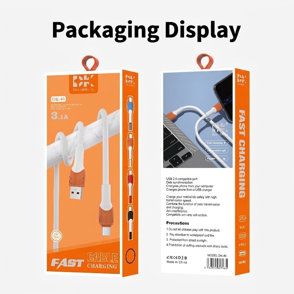 66W Thick Copper Core USB Cable, TPE Fast Charging Data Cord for Enhanced Durability