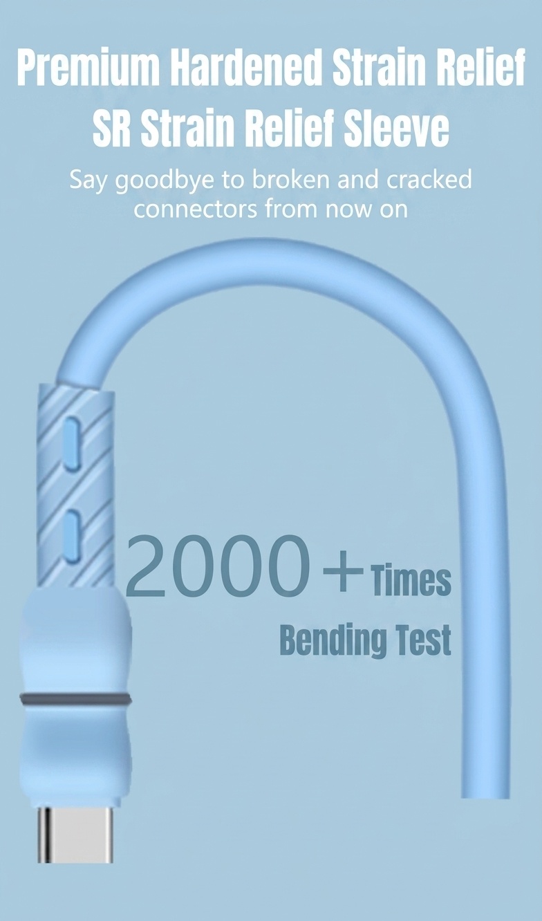 2.1A Flexible TPE USB Data Cable, Fast Charging Sync Cord for Universal Smartphones