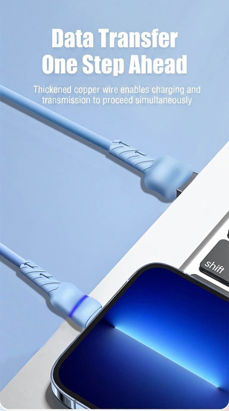 2.1A Flexible TPE USB Data Cable, Fast Charging Sync Cord for Universal Smartphones