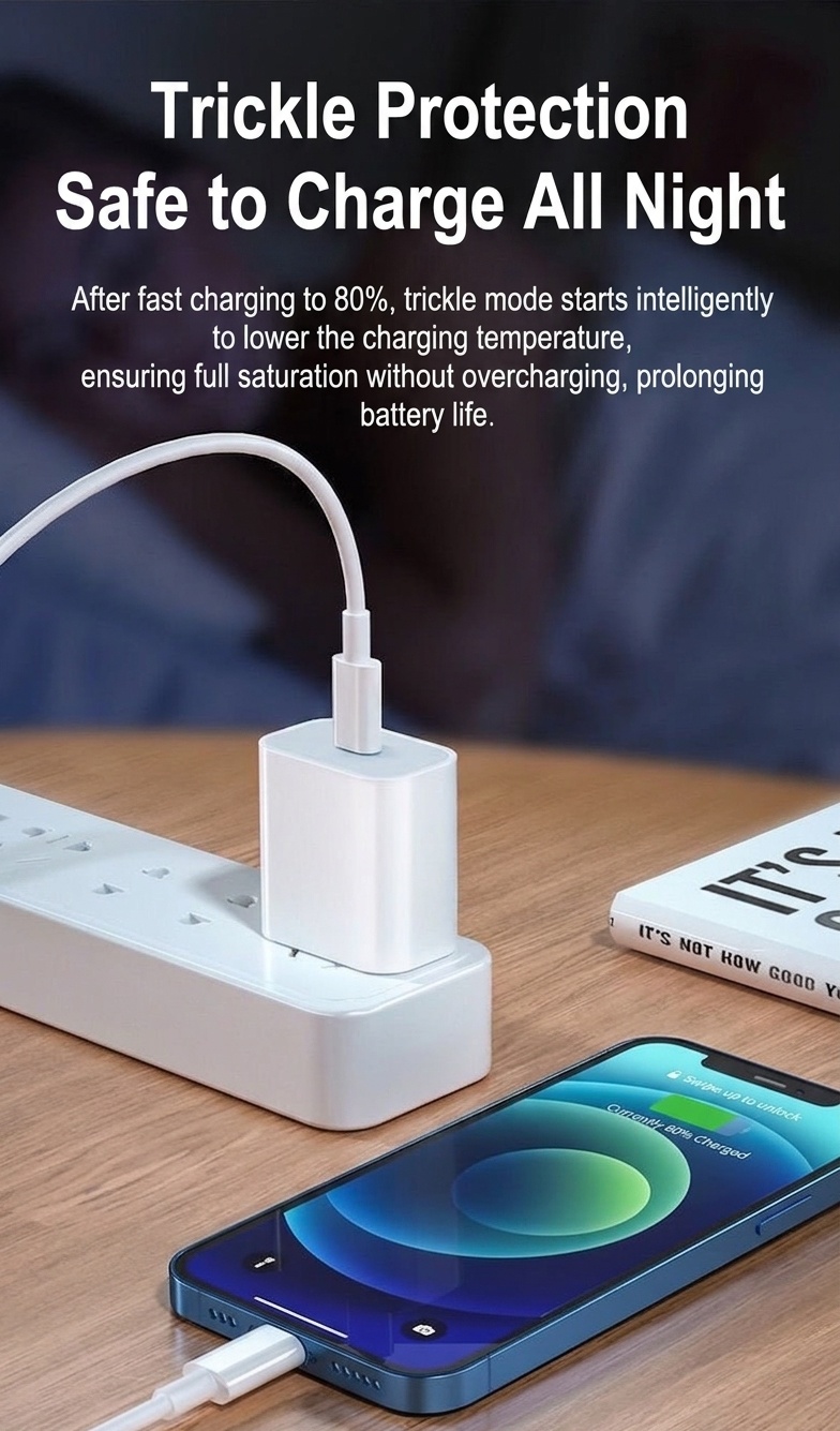 20W PD Fast Charger Block & USB-C to Lightning Cable Set, Wall Adapter for iPhone