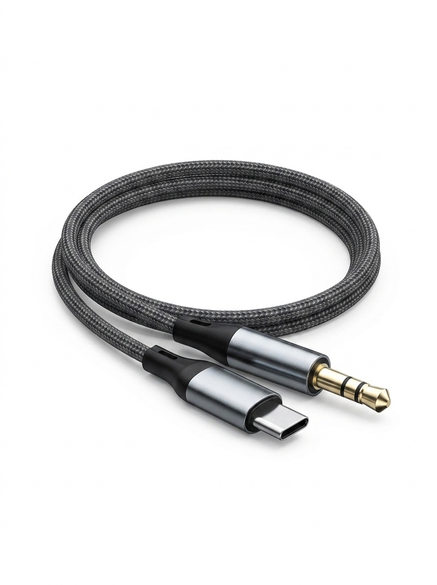 Type-C to 3.5mm Audio Cable, Braided Hi-Fi AUX Cord Adapter for Car Stereo, Headphones