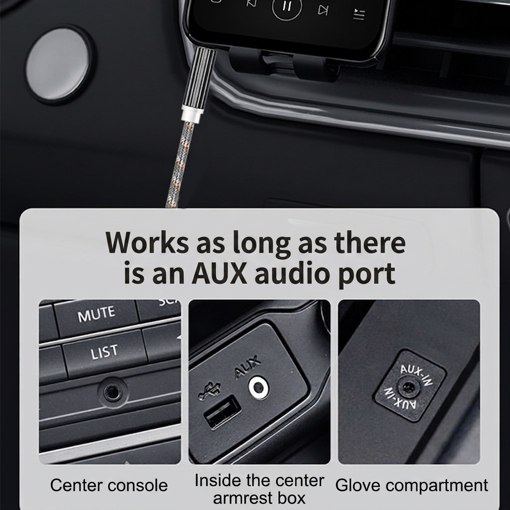 Premium Braided 3.5mm AUX Audio Cable, Gold-Plated Auxiliary Cord for Car, Speakers