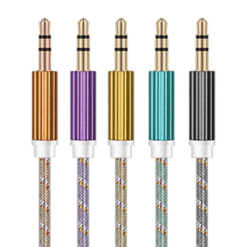 Premium Braided 3.5mm AUX Audio Cable, Gold-Plated Auxiliary Cord for Car, Speakers