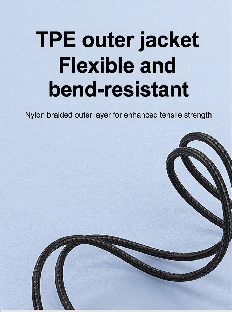 Durable TPE Premium Braided 3.5mm AUX Audio Cable, Tangle-Free Auxiliary Cord