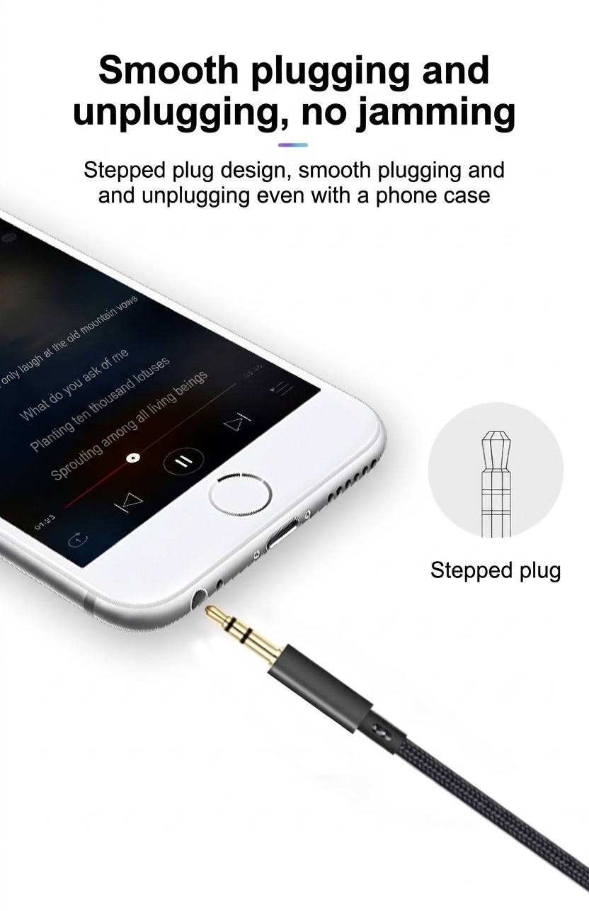 3.5mm Braided Stereo Jack AUX Audio Cable, Auxiliary Cord for Car, Home Stereo, Headphones