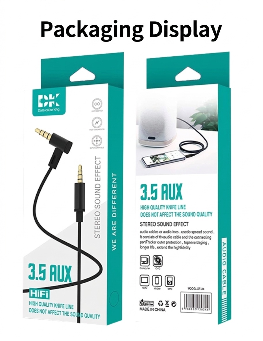 3.5mm Braided Stereo Jack AUX Audio Cable, Auxiliary Cord for Car, Home Stereo, Headphones