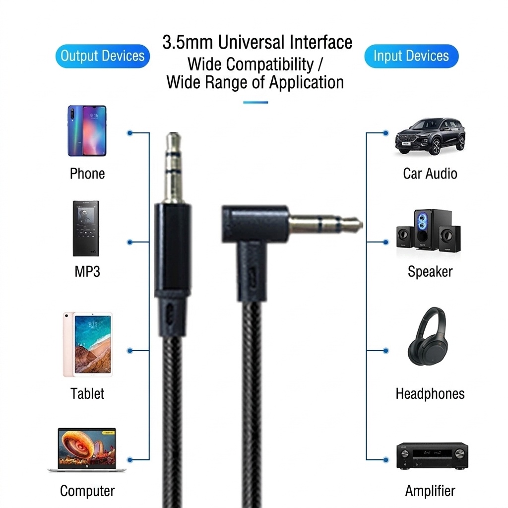 3.5mm Braided Stereo Jack AUX Audio Cable, Auxiliary Cord for Car, Home Stereo, Headphones