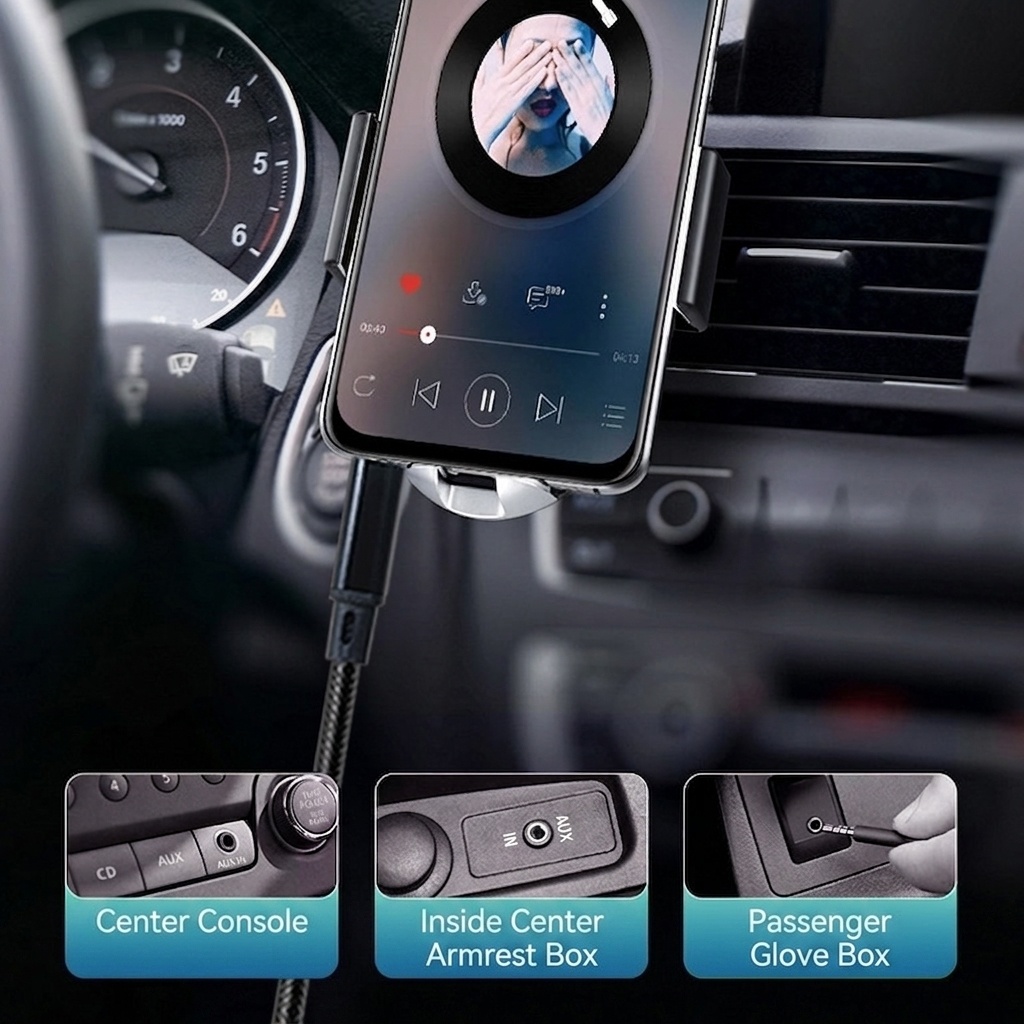 3.5mm Braided Stereo Jack AUX Audio Cable, Auxiliary Cord for Car, Home Stereo, Headphones