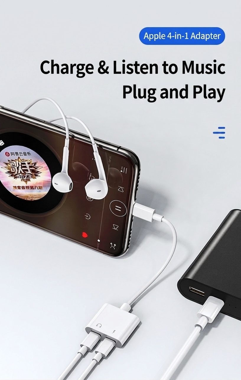 2-in-1 Dual Chip Audio & Charge Adapter, Headphone Jack Splitter for Phones and Tablets