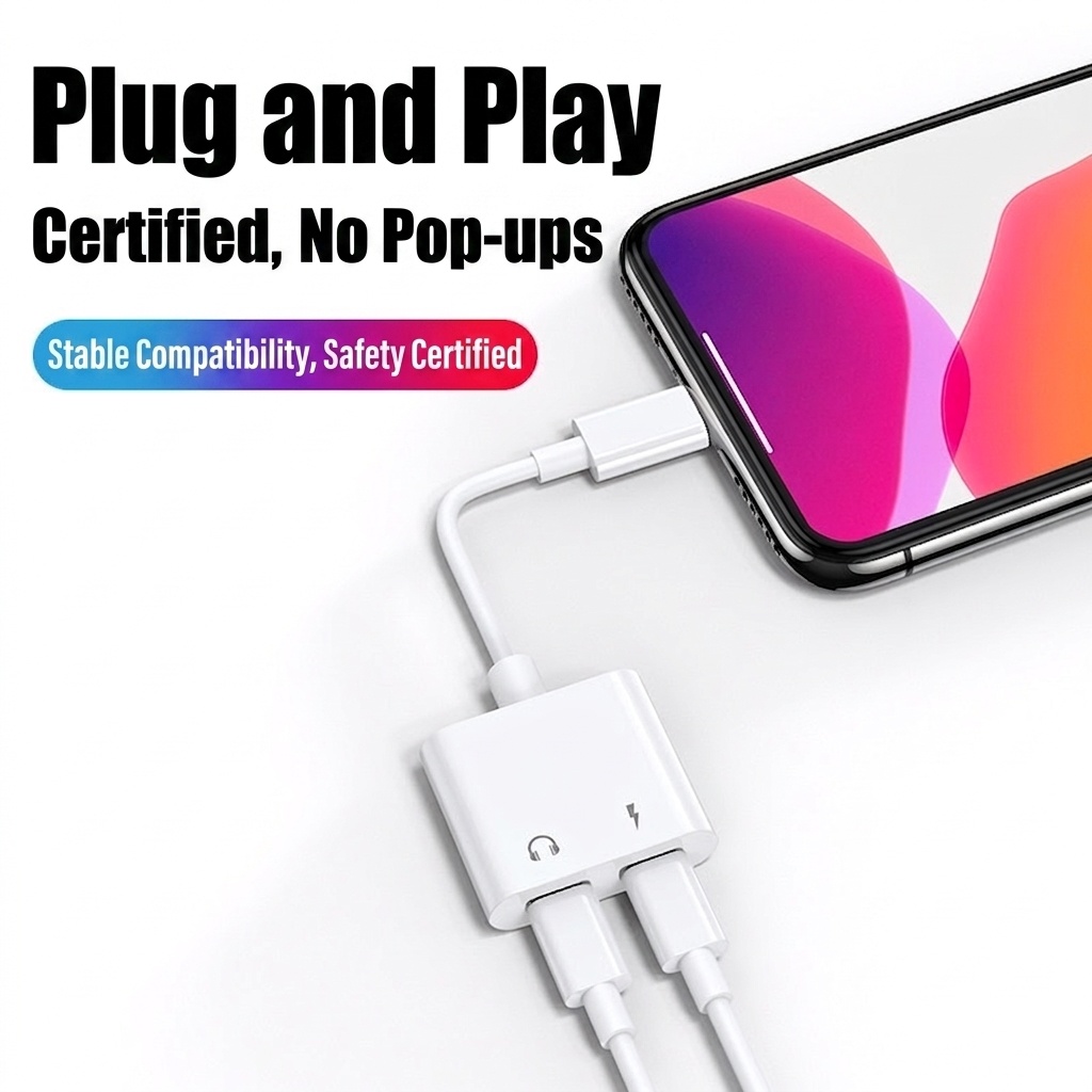 2-in-1 Dual Chip Audio & Charge Adapter, Headphone Jack Splitter for Phones and Tablets