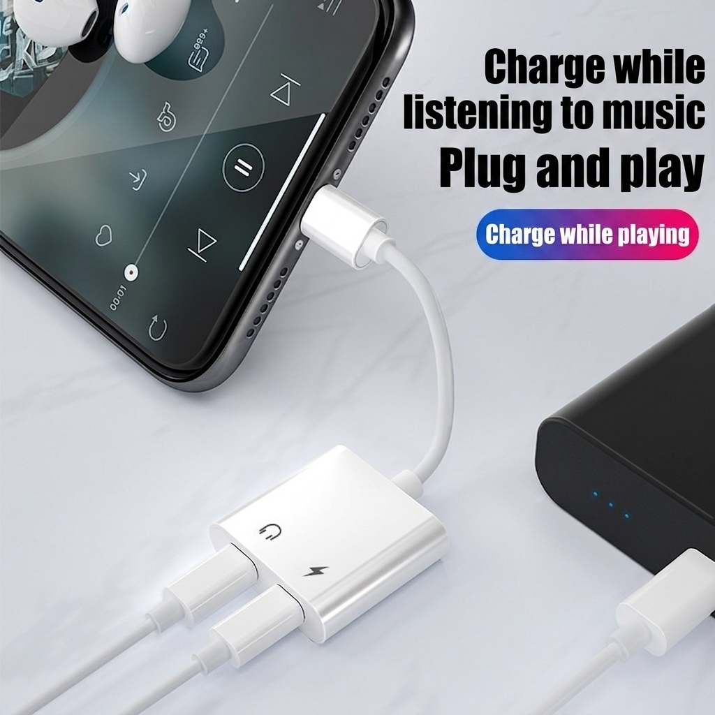 2-in-1 Dual Chip Audio & Charge Adapter, Headphone Jack Splitter for Phones and Tablets
