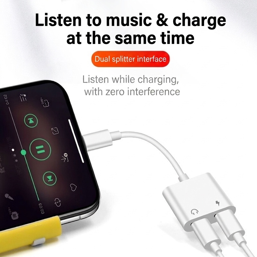 2-in-1 Dual Chip Audio & Charge Adapter, Headphone Jack Splitter for Phones and Tablets