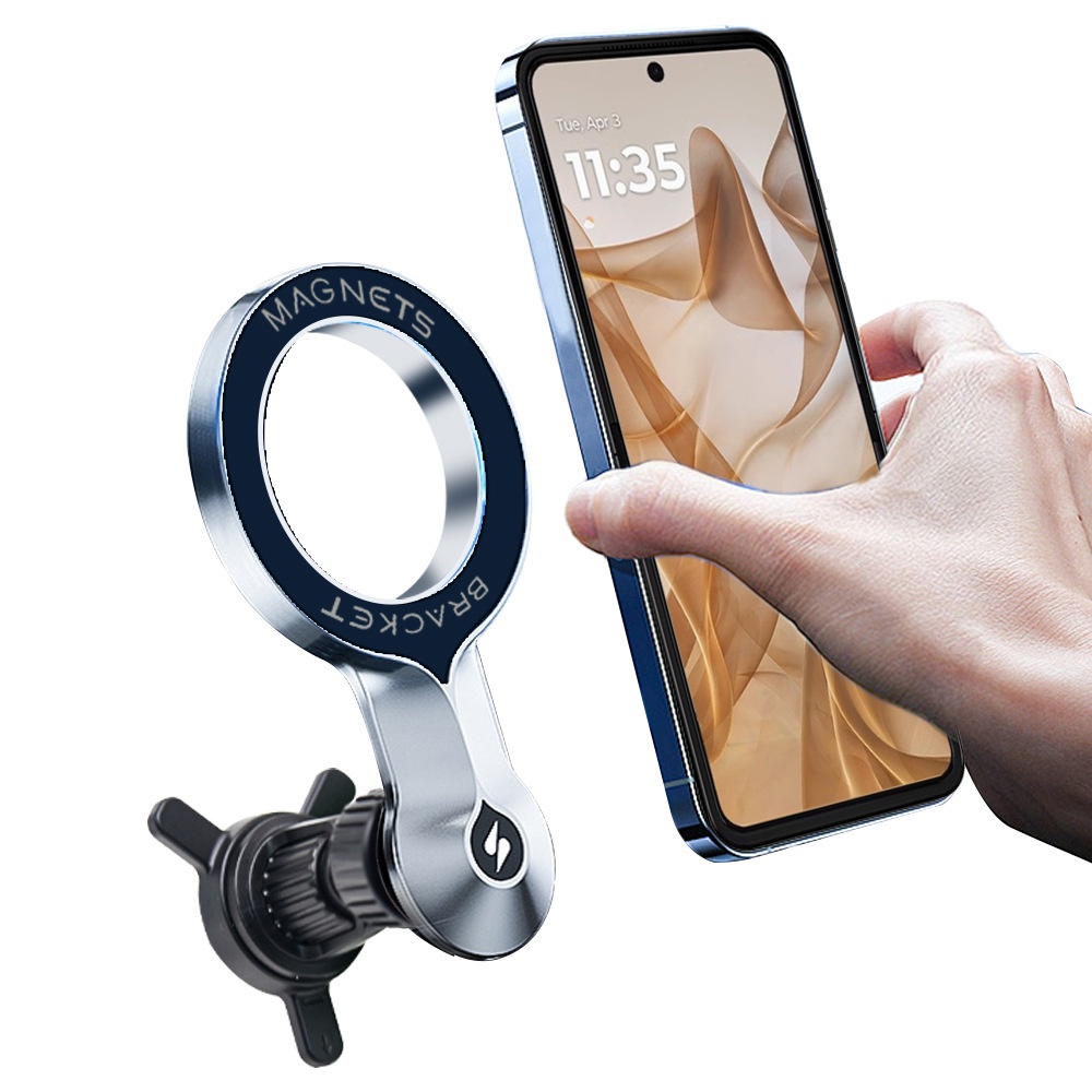 Magnetic Car Phone Mount, Strong Vent Holder for Smartphones, 360° Rotation ABS Hands-Free Navigation, Black