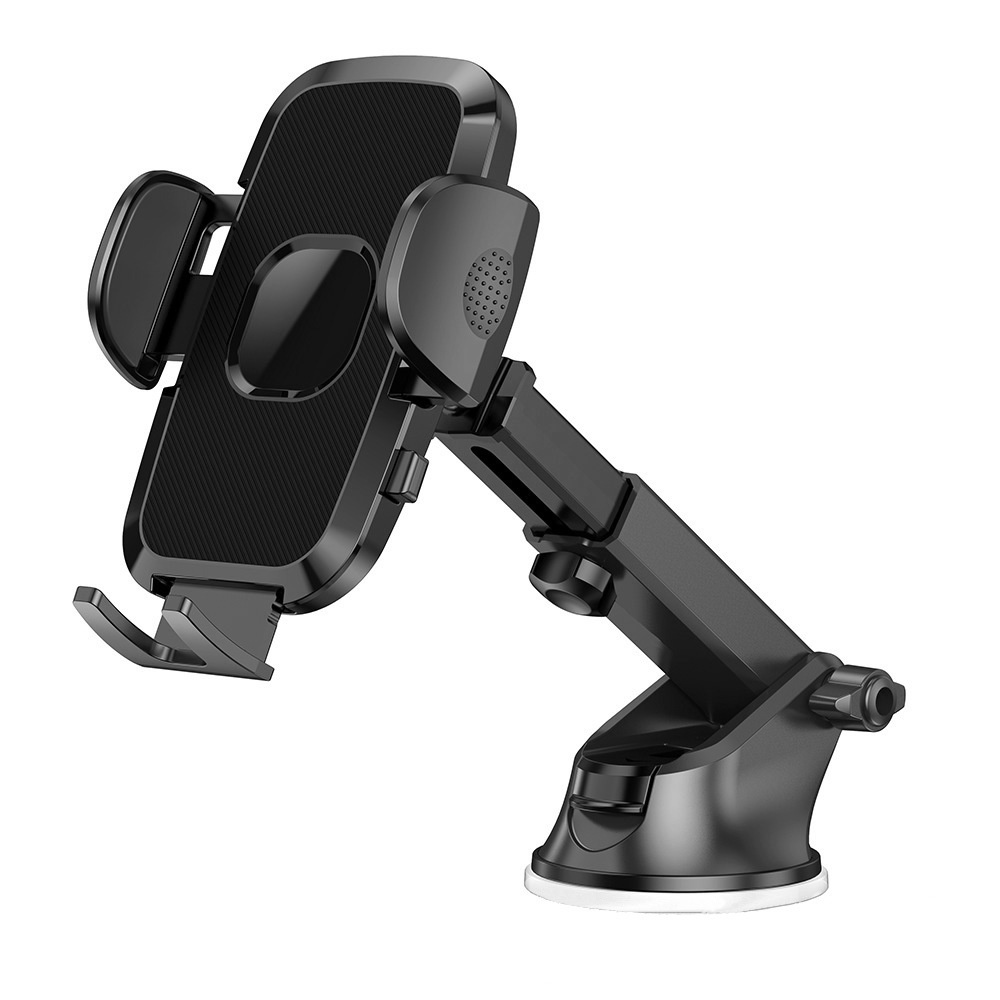 Universal Car Phone Mount, Strong Suction Cup Dashboard & Windshield Holder, 270° Adjustable Arm, Black