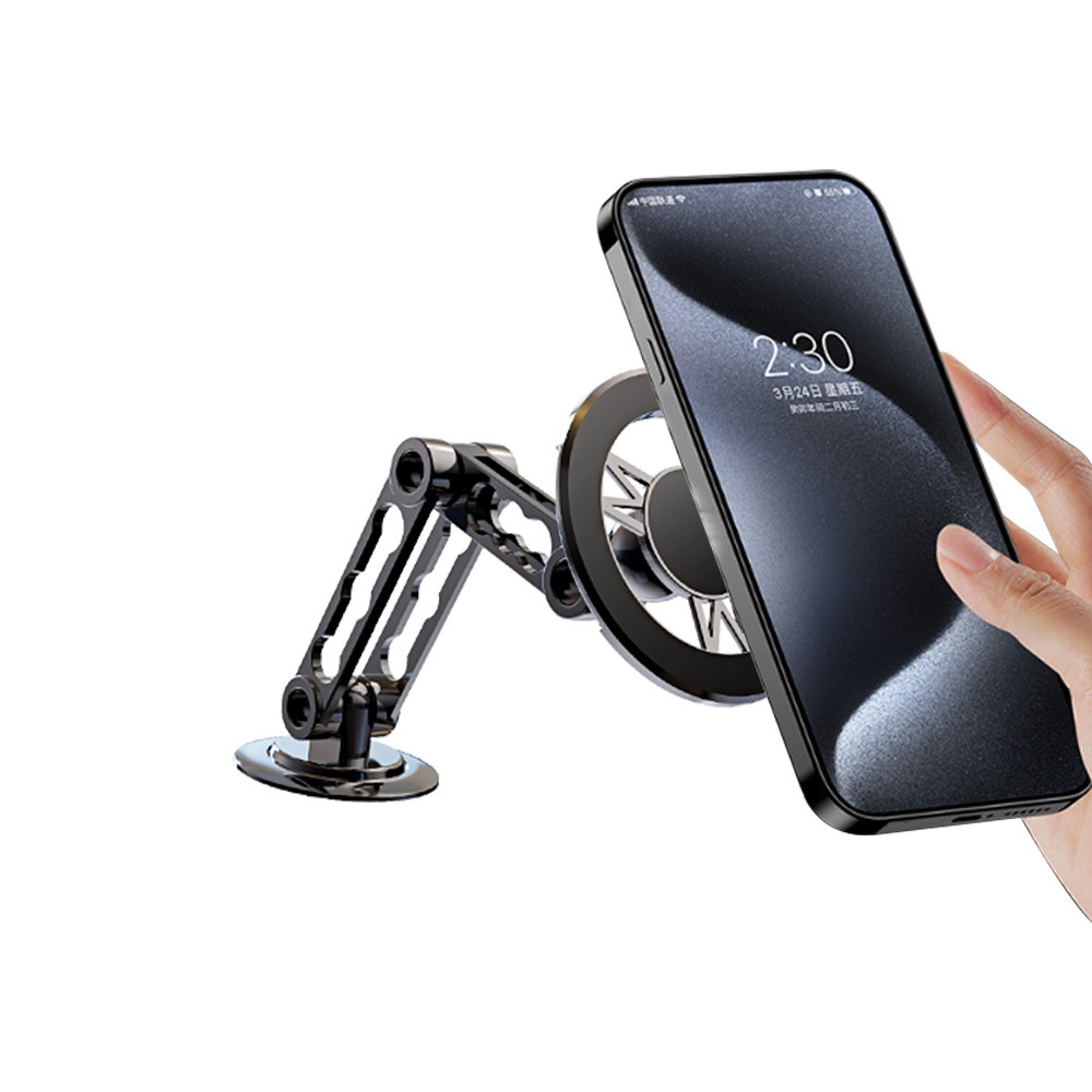 Adjustable Magnetic Phone Holder for Car & Desk Mount, Strong Grip Hands-Free Stand, Black