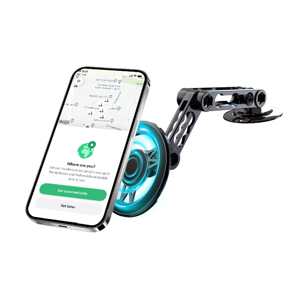 Adjustable Magnetic Phone Holder for Car & Desk Mount, Strong Grip Hands-Free Stand, Black