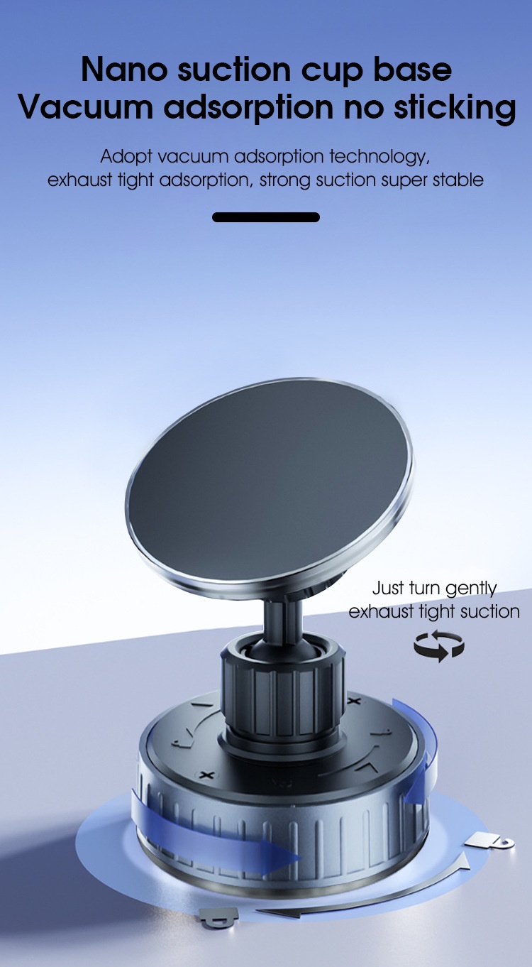 Magnetic Car Phone Holder with Strong Suction Cup Mount, 17 N52 Magnets, 360° Adjustable Dashboard Stand, Black