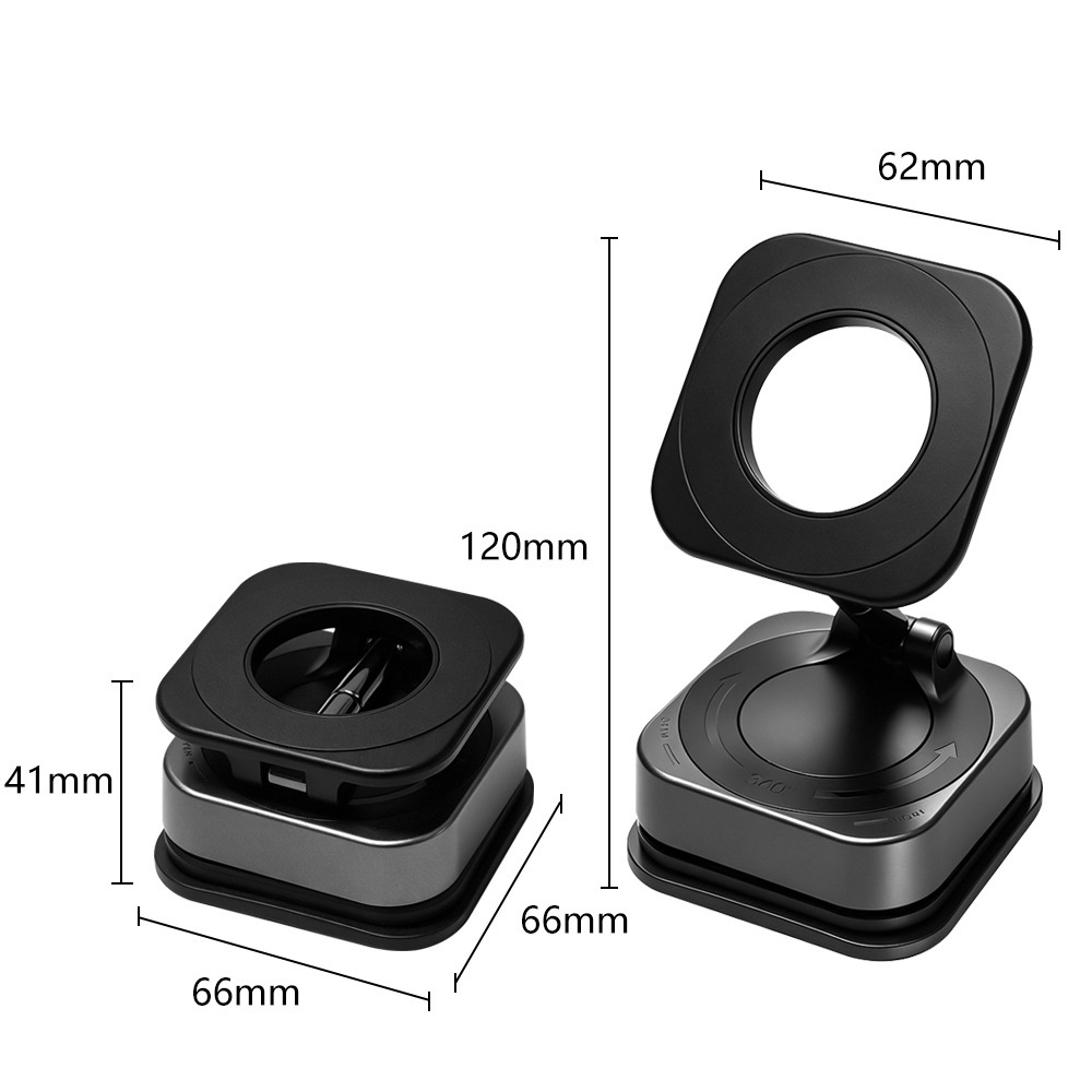 Foldable Magnetic Phone Stand, 360° Rotation Car & Desk Mount with Strong Suction, Black