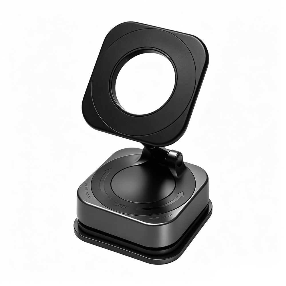 Foldable Magnetic Phone Stand, 360° Rotation Car & Desk Mount with Strong Suction, Black