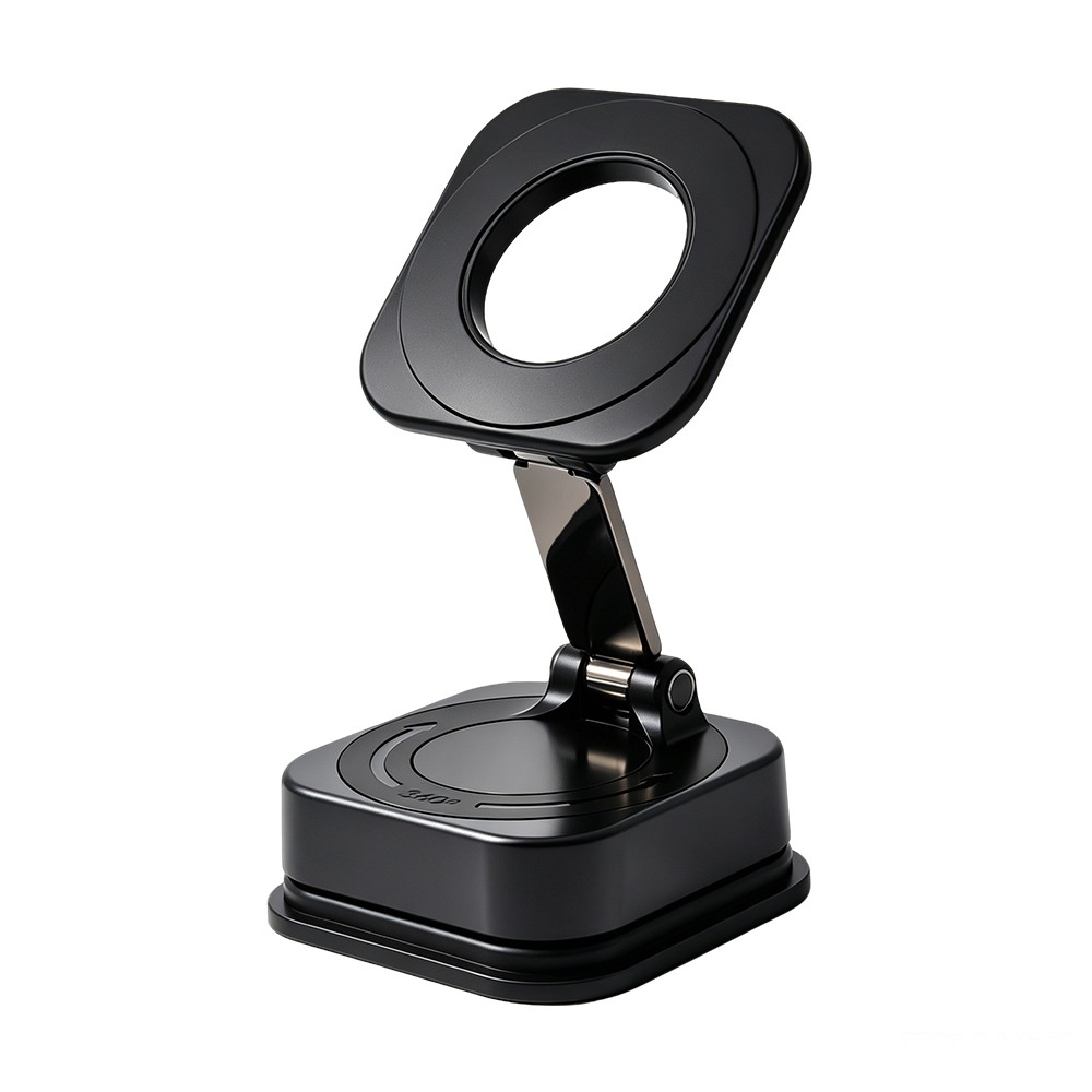 Foldable Magnetic Phone Stand, 360° Rotation Car & Desk Mount with Strong Suction, Black