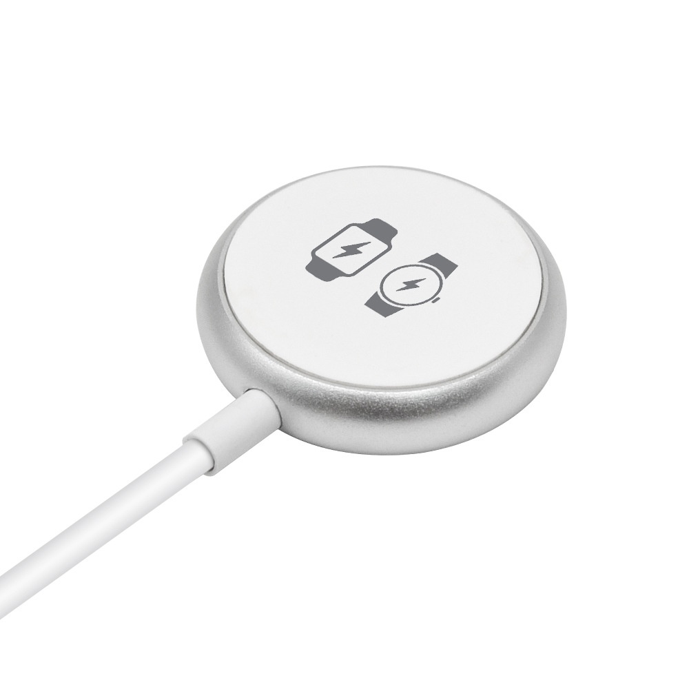 5W Magnetic Smartwatch Wireless Charger, Dual USB-A/C Connectors, Portable PC Charging Pad, White
