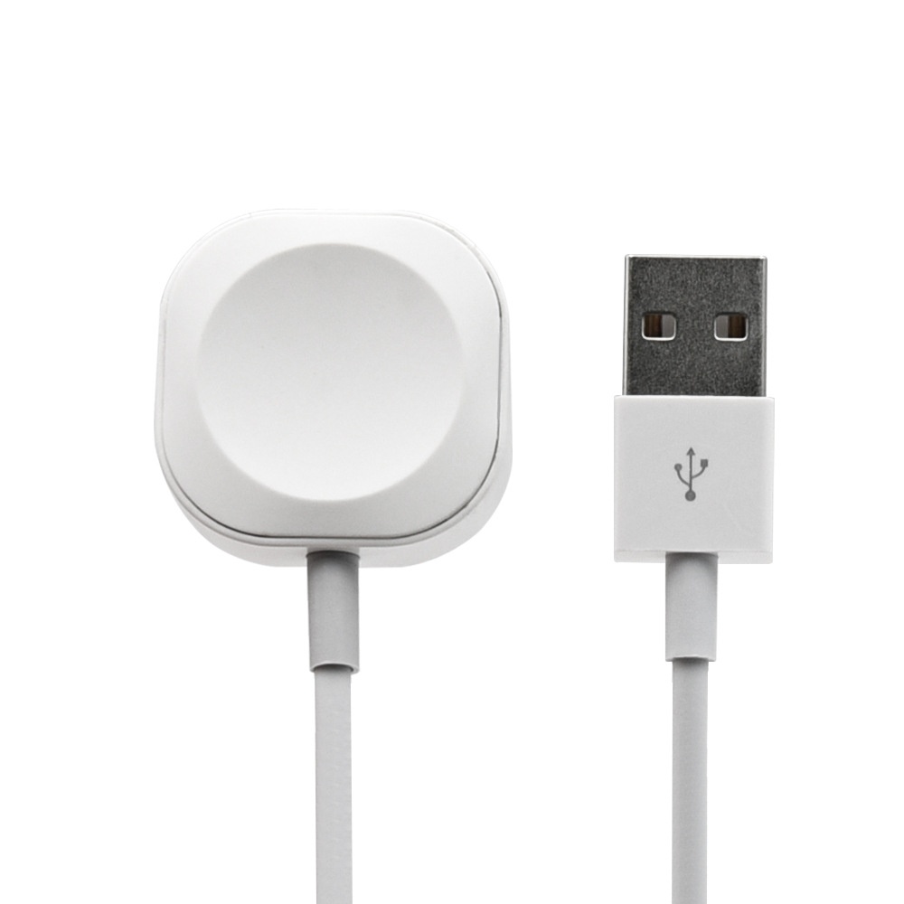 5W Magnetic Smartwatch Wireless Charger, Dual USB-A/C Connectors, Portable PC Charging Pad, White