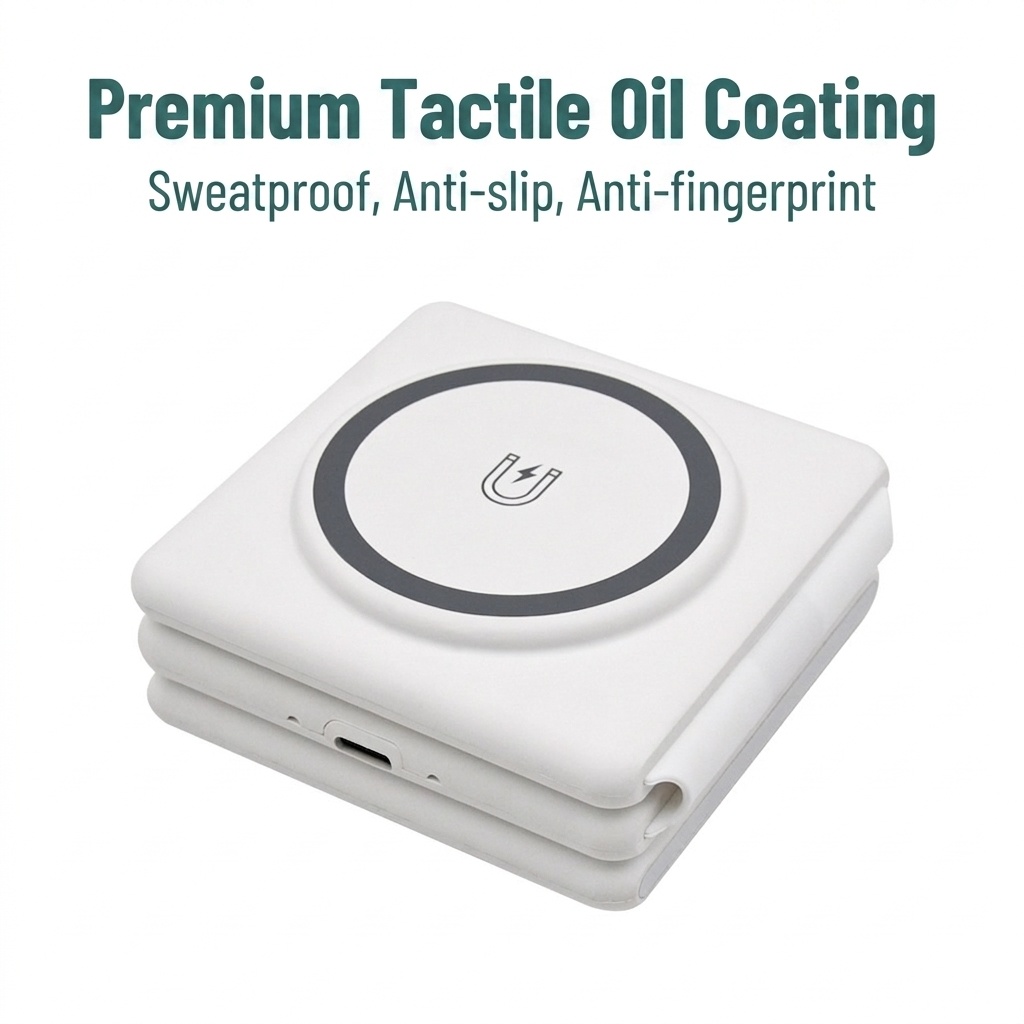 3-in-1 Foldable Wireless Charger for Phone, Watch & Earbuds, Portable Fast Charging Stand, White/Black