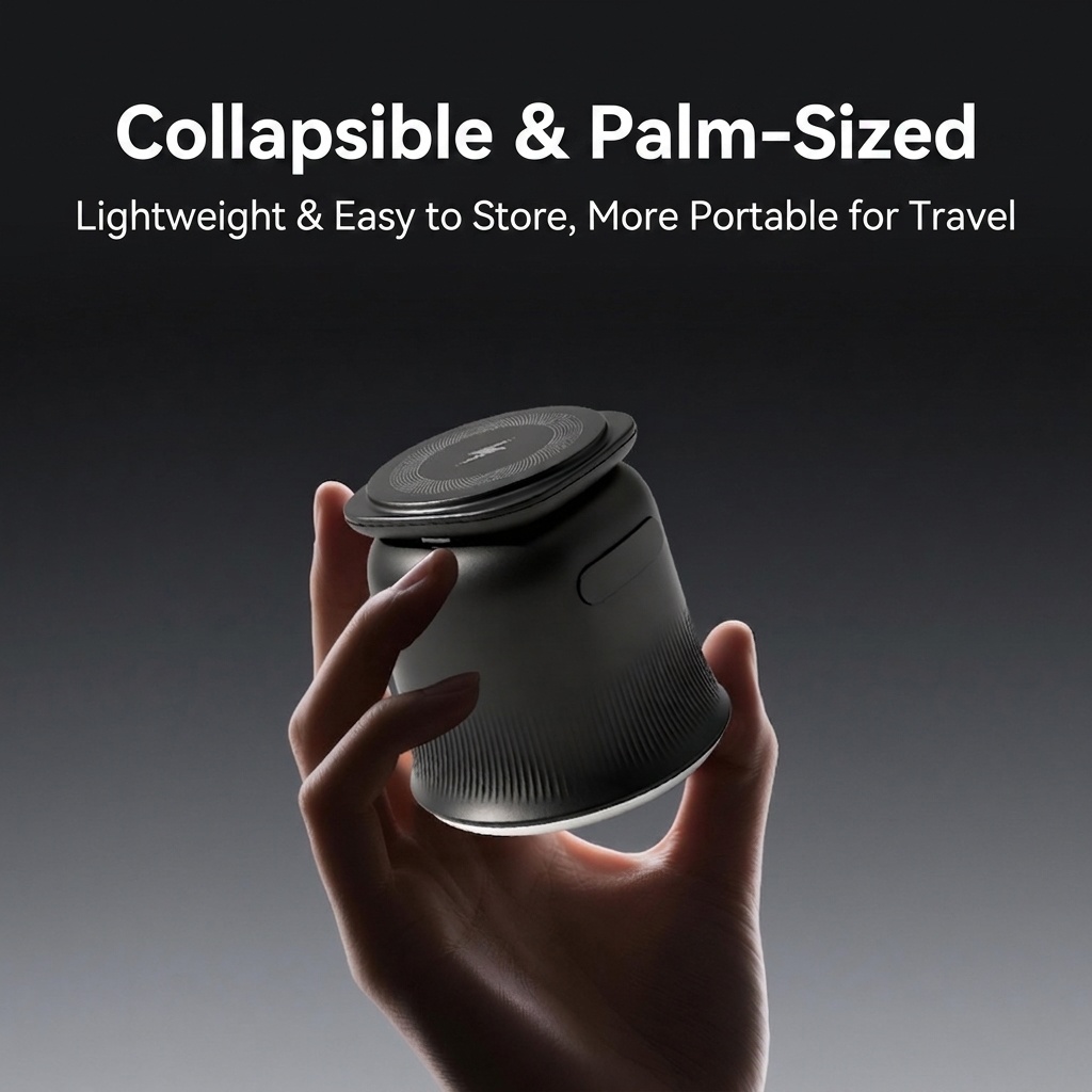 3-in-1 Foldable Magnetic Wireless Charger with RGB Light, 15W Fast Charging Station for iPhone, Watch & AirPods, White/Black