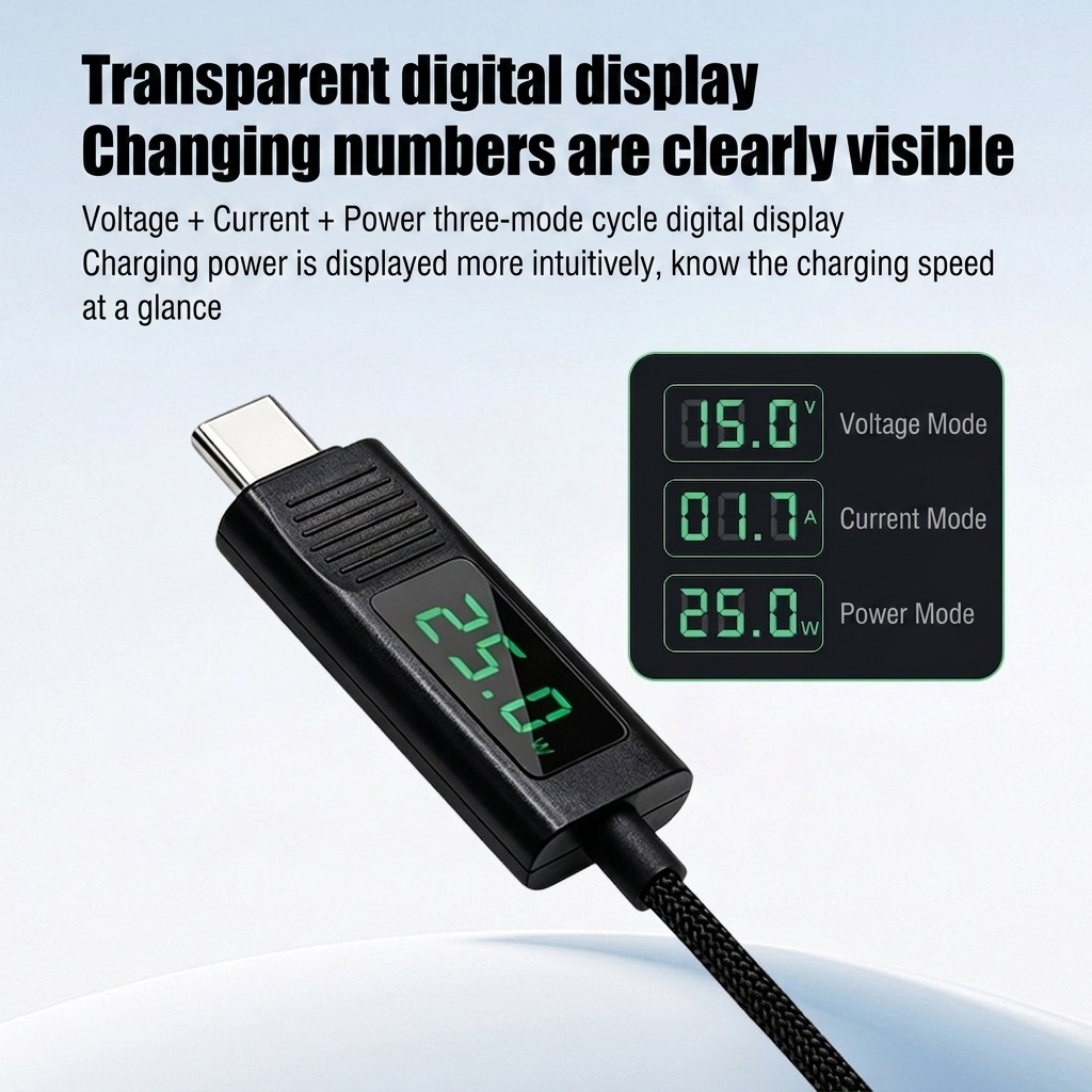 25W Magnetic Wireless Charger with Digital Display, Ultra-Thin Fast Charging Pad, Qi2.2 Certified, Black