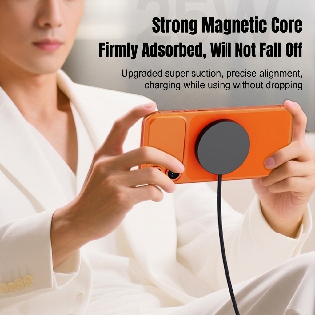 25W Magnetic Wireless Charger with Digital Display, Ultra-Thin Fast Charging Pad, Qi2.2 Certified, Black