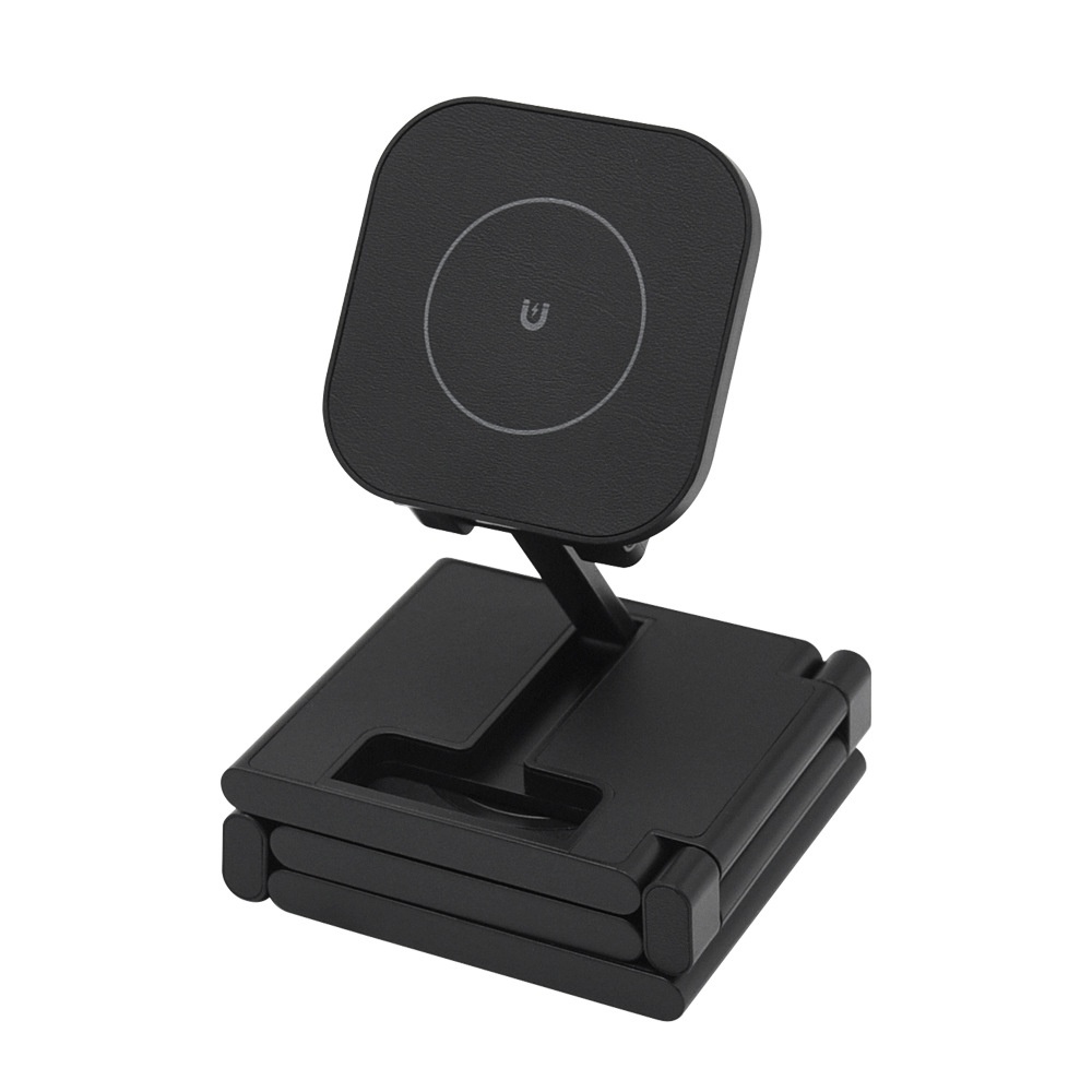 3-in-1 Foldable Wireless Charger for iPhone, Watch & AirPods, 15W Fast Charging Station, PU Leather, White