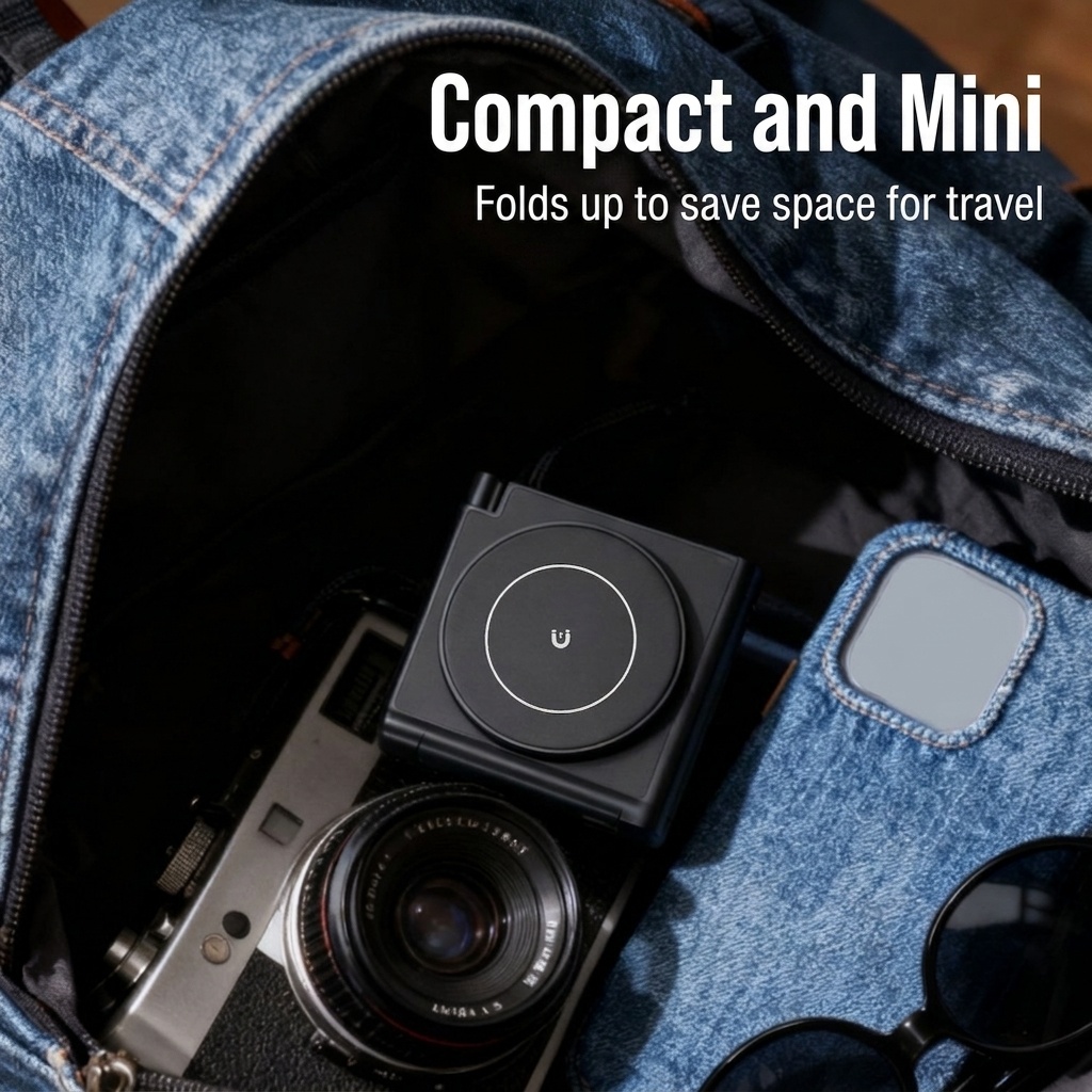 3-in-1 Foldable Wireless Charger for iPhone, Watch & AirPods, 15W Fast Charging Station, PU Leather, White
