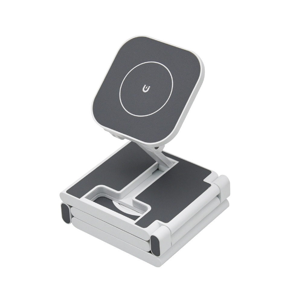 3-in-1 Foldable Wireless Charger for iPhone, Watch & AirPods, 15W Fast Charging Station, PU Leather, White