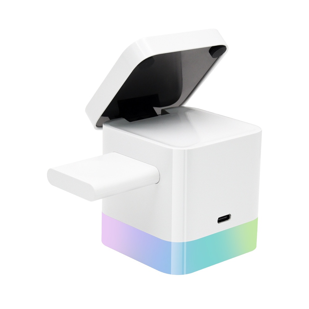 Portable 3-in-1 Wireless Charger Stand with RGB Light, Magnetic Fast Charging Station for iPhone, Watch & AirPods, White