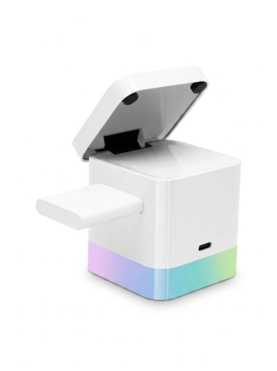 Portable 3-in-1 Wireless Charger Stand with RGB Light, Magnetic Fast Charging Station for iPhone, Watch & AirPods, White