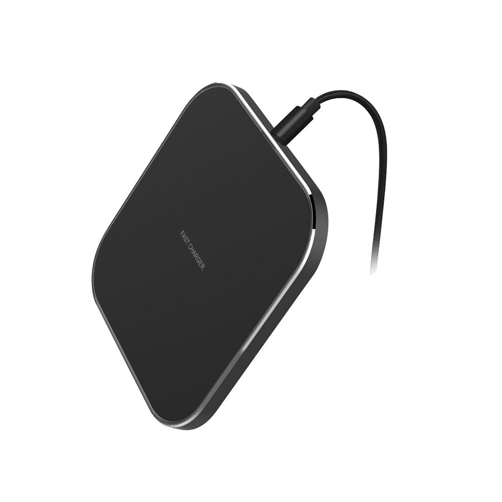 15W Fast Wireless Charger Pad with RGB LED Light, Qi Compatible Sleek Charging Station, White/Black