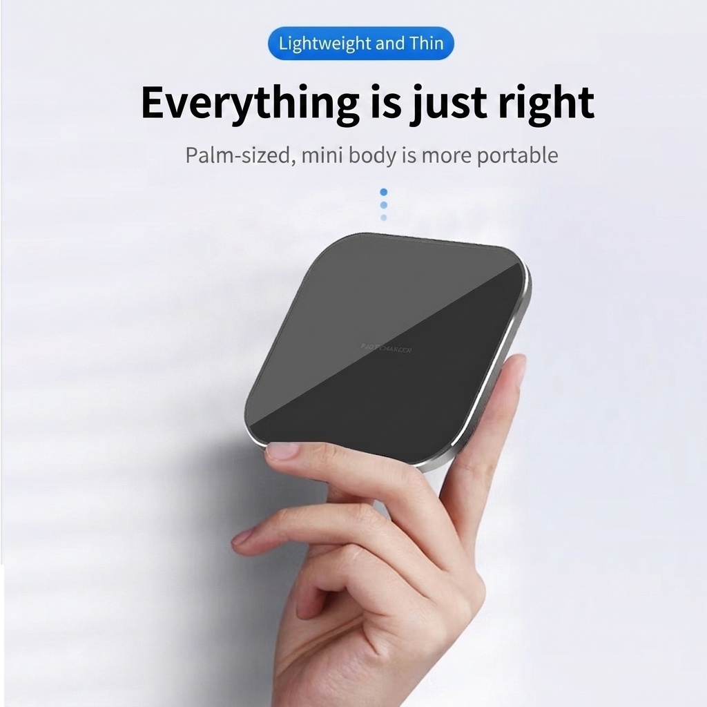 15W Fast Wireless Charger Pad with RGB LED Light, Qi Compatible Sleek Charging Station, White/Black